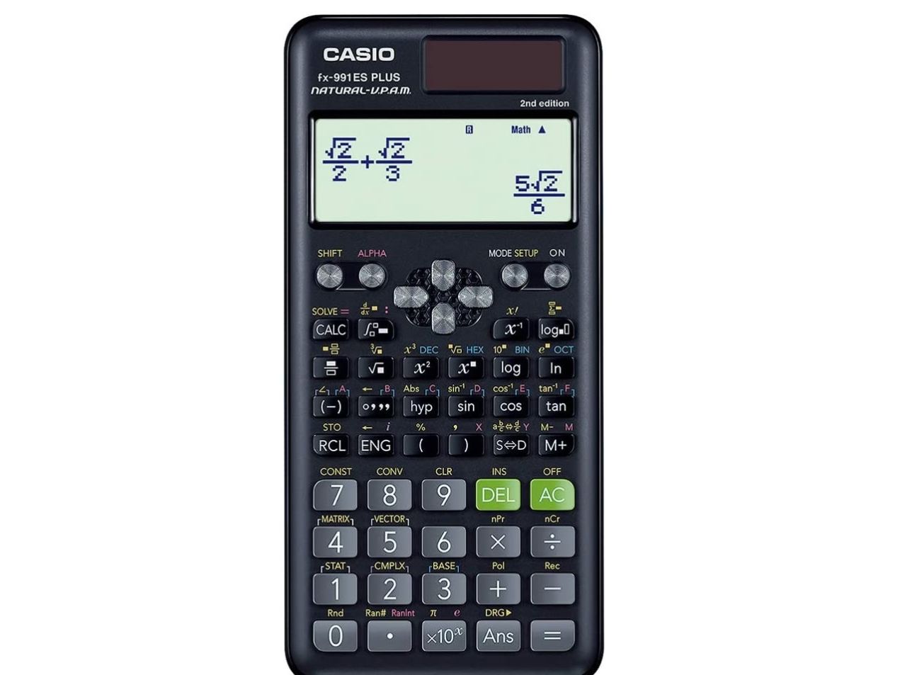 Casio Fx-991Es Plus 2Nd Edition - Videnskabelig Regnemaskine - Solpanel, Batteri