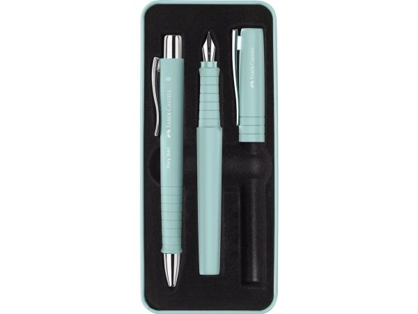 Faber-Castell Poly Ball Set, Sort, Lyse Blå, 3 stk, Kuglepen + fyldepen
