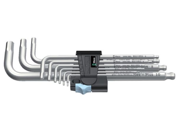 Wera 05073544001, L-formet unbrakonøglesæt, Metric, 9 stk, Rustfrit stål, 1.5,2,2.5,3,4,5,6,8,10 mm, 30 mm