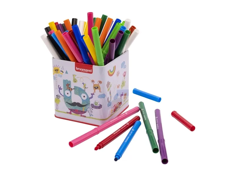 Bruynzeel Super point felt tips tin | 48 colours