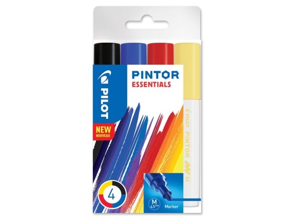 Marker Pilot Pinton Essentials Medium - Med 4 Stk. Ass. Farver