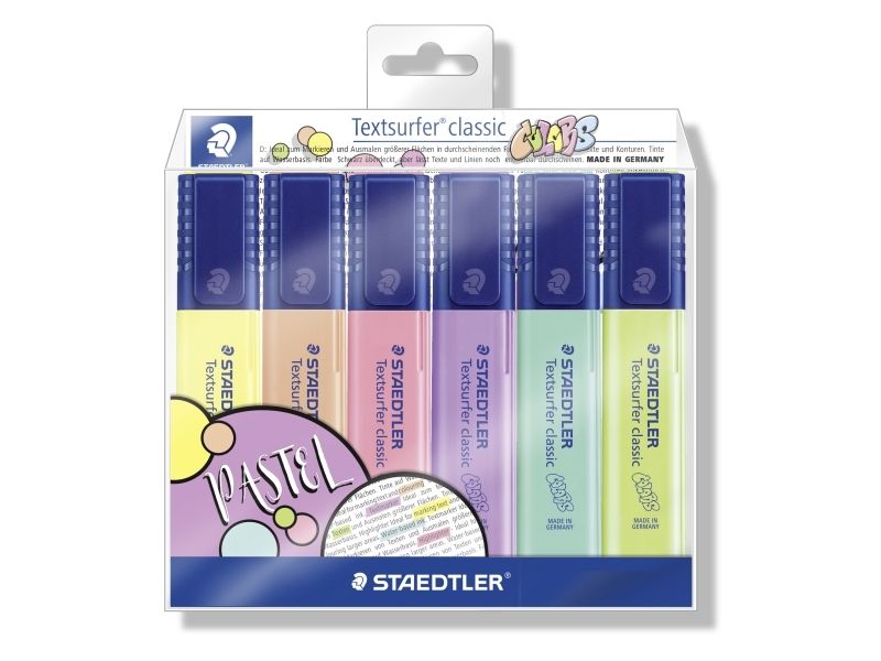 Tekstmarker Staedtler Textsurfer Classic 364 - med 6 stk. ass. pastel farver