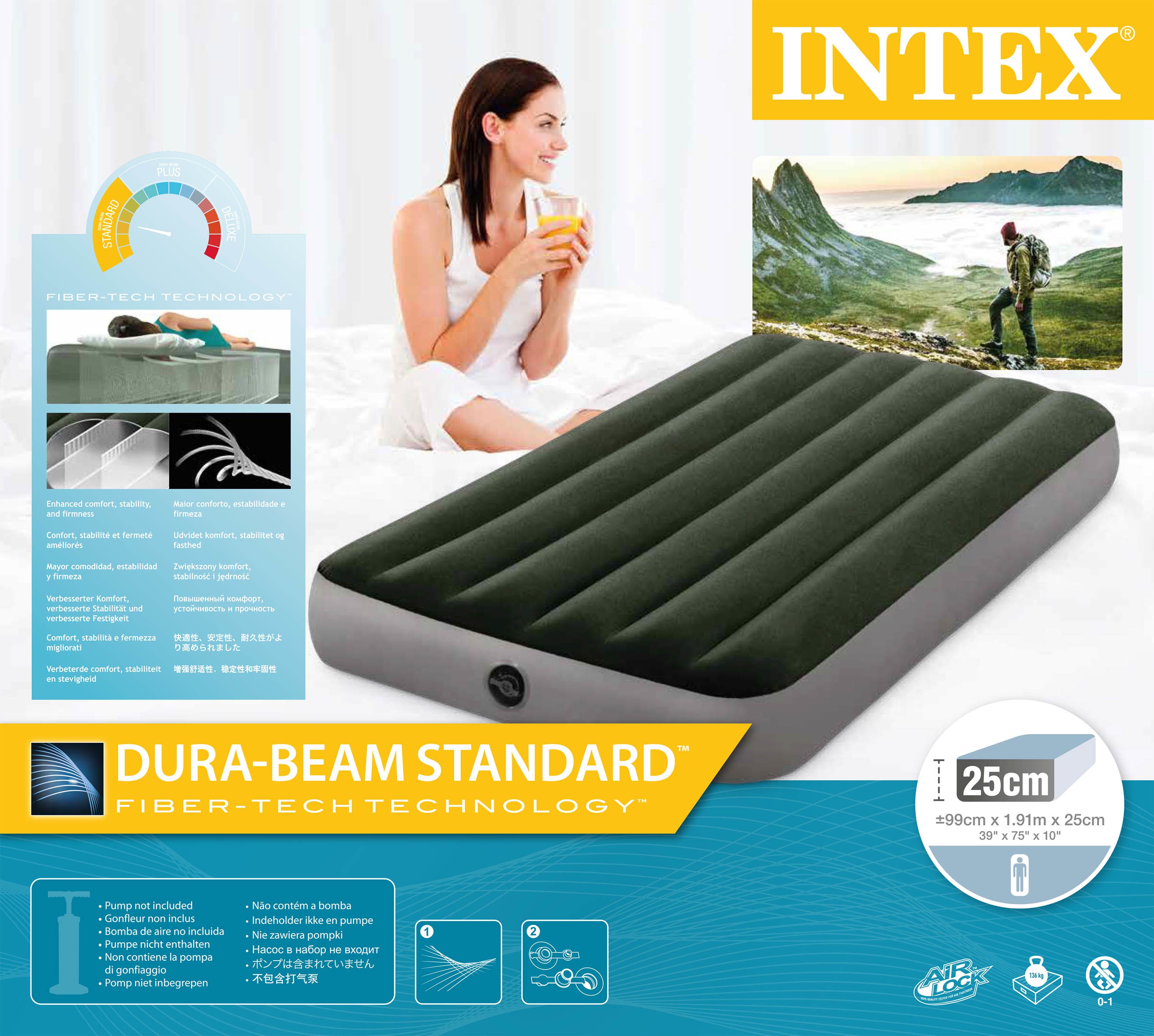 INTEX Twin Dura-Beam Prestige Downy luftmadrass 99 x 190 x 25 cm