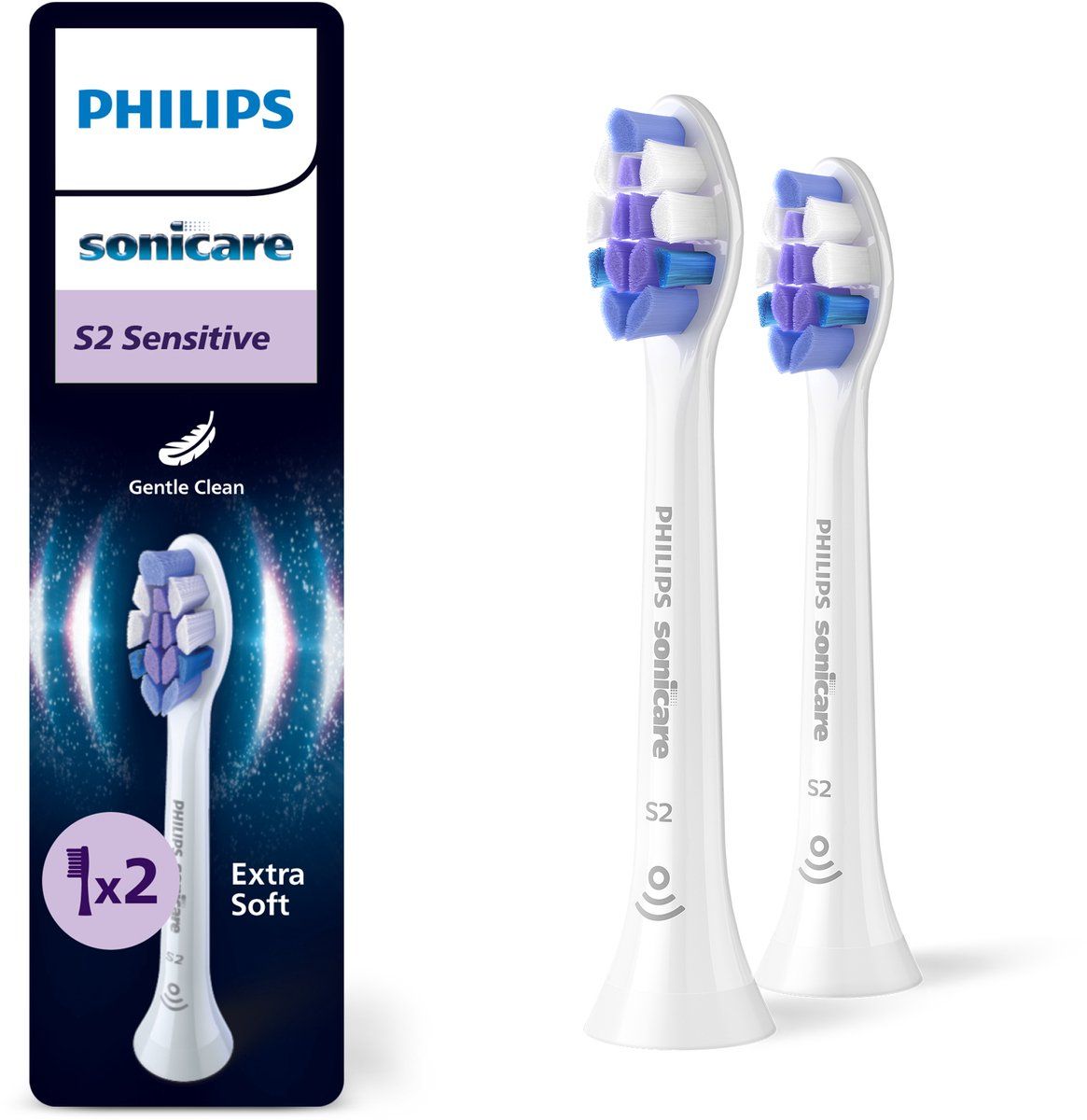 Philips Tandbørstehoveder Sonicare S2 Sensitive HX6052 - replacement brushhead - white