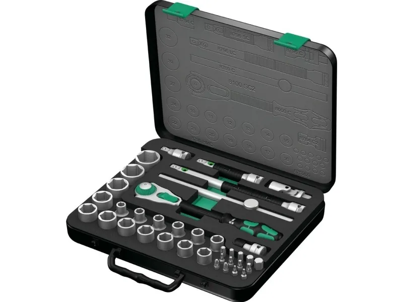 Wera 8100 SC 2 Zyklop Speed-skraldesæt, 1/2"-tilslutning, metrisk, 37 dele