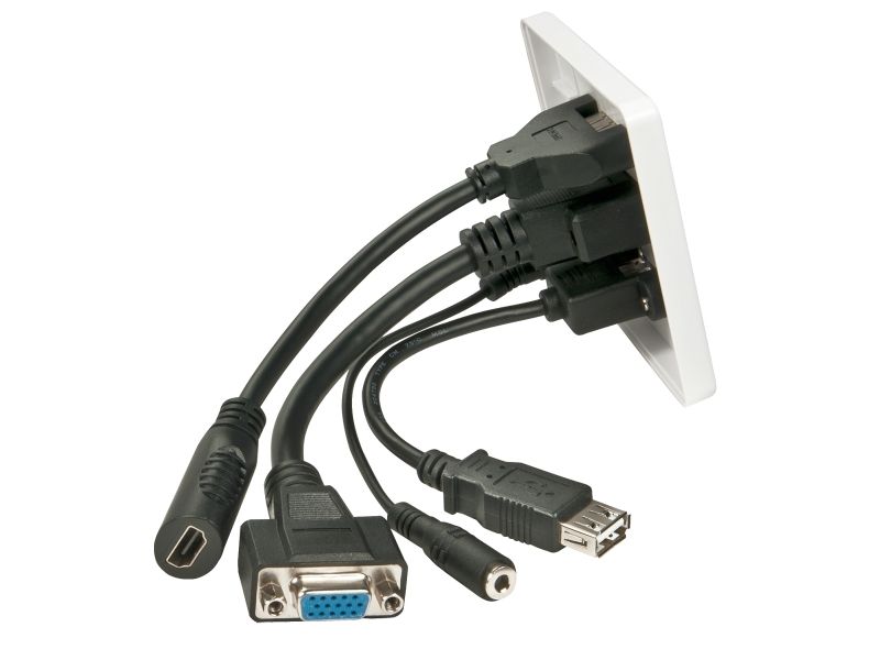 Lindy 60220, Hdmi + Vga + Usb A + 3.5Mm, Hvid, Plast, 86 Mm, 86 Mm