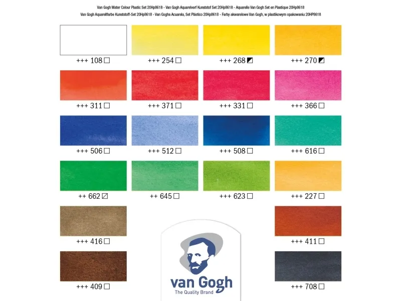 Van Gogh Watercolour plastic case set 18 half pans + 2 x tubes | Skola & Hobby - Konstmaterial - Akvareller och vattenfärger | GameStuff