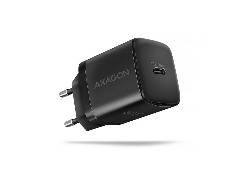 Axagon AXAGON ACU-PD30, Sil 30W netlader, 1x USB-C port, PD3.0/PPS/QC4+/SFC/AFC/Apple, sort