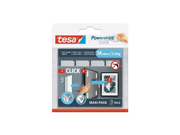 tesa Powerstrips MEDIUM Click Montagepad weiß Mittel 32 Stück - Image 4