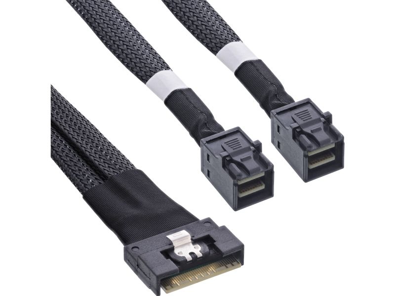 Inline Slim Sas Kabel, Sff-8654 8I Zu 2X Sff-8643, 0,5M, 0,5 M, Sff-8654 8I, 2X Sff-8643, Gerade, Gerade, 24 Gbit/S