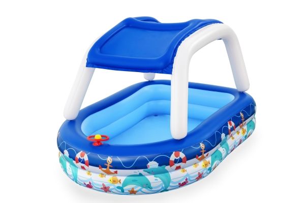 Bestway 54370, Oppustelig pool, 282 L, Oval, 3 År, PVC, Blå, Hvid