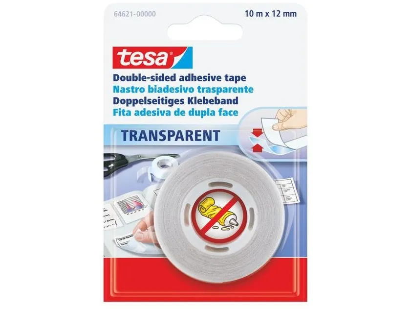 Tesa - Dobbeltsidet tape - 12 mm x 10 m - polypropylen - krystalklar