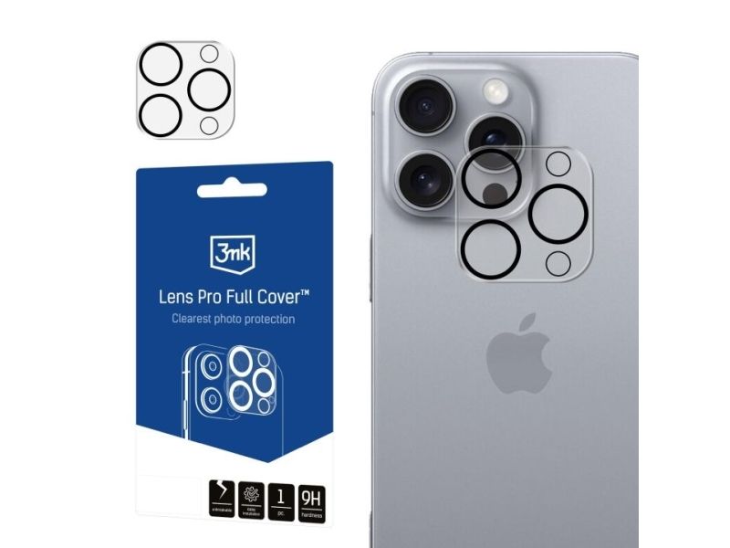 3Mk Lens Pro Full Cover, Apple, Iphone 16 Pro Max, Iphone 16 Pro, Kratzresistent, Transparent, 1 Stück(E)