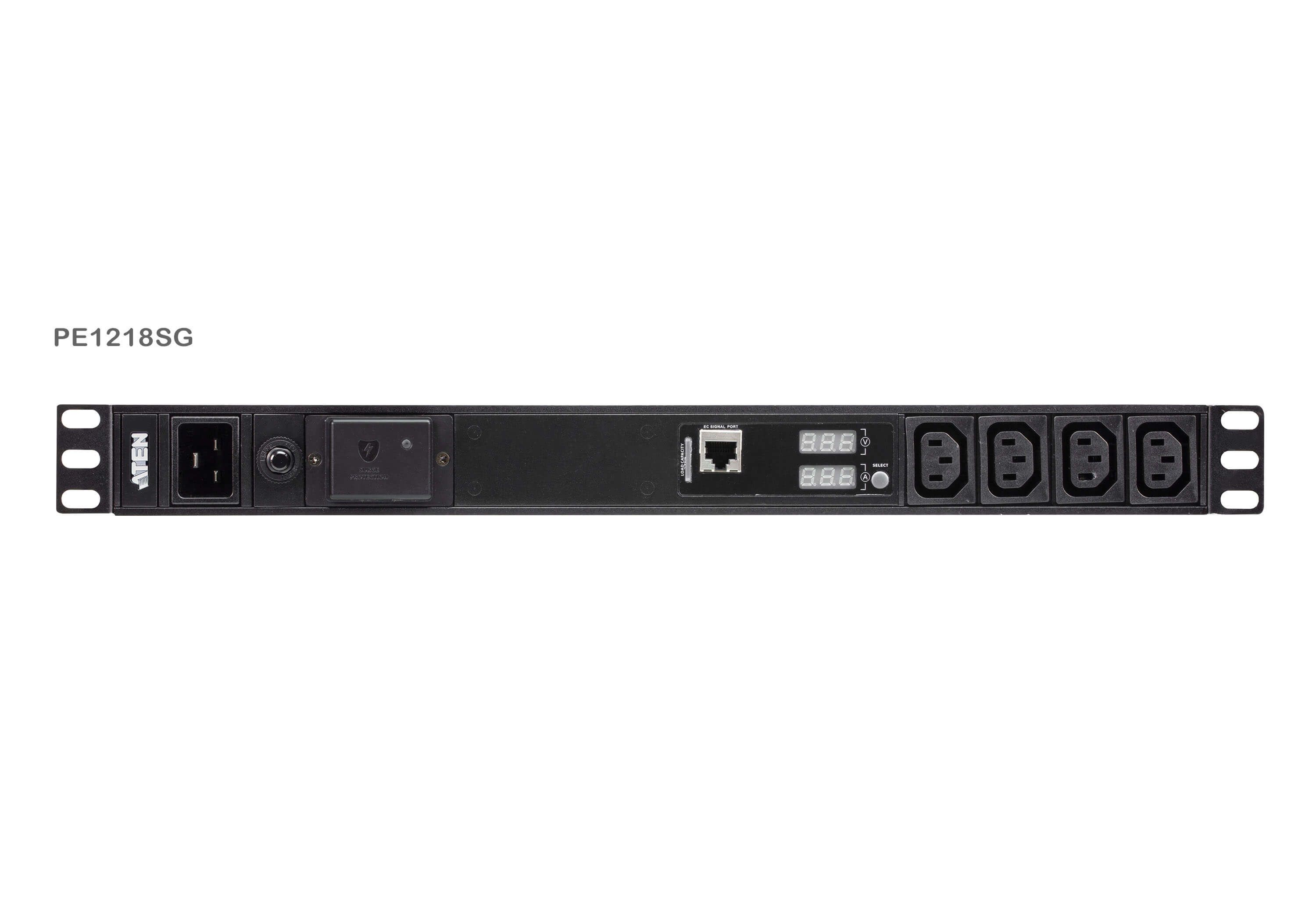 ATEN PE1218SG-AT-G, Basis, Målte, 1U, Sort, LCD, 18 AC stikkontakt(er), C13 forbinder
