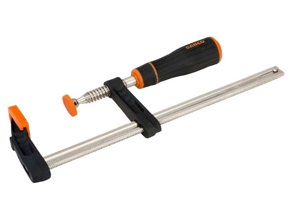 Bahco Schraubzwinge mit gummiertem Griff, 300 x 120 mm, Schwarz, Orange, Stahl, 2,53 kg
