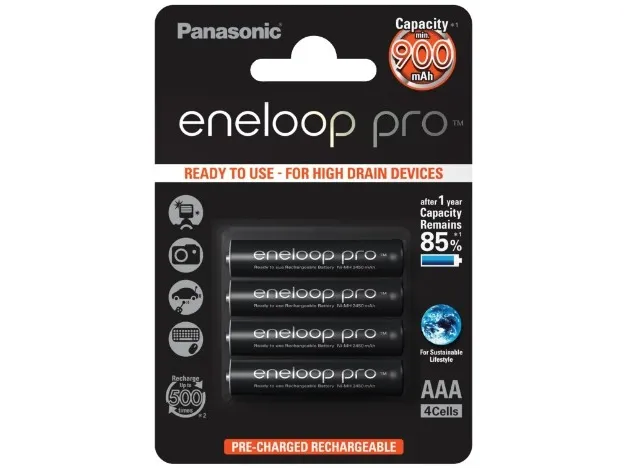 Panasonic eneloop pro BK-4HCDE/4BE - Batteri 4 x AAA - (uppladdningsbart) - 930 mAh | EL Artiklar - Batteri - Uppladdningsbara batterier | GameStuff
