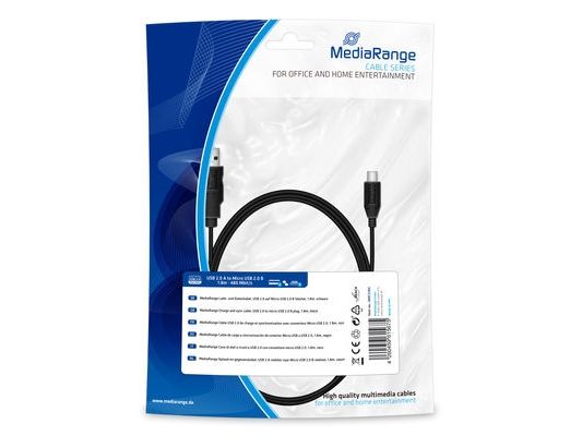 Mediarange Mrcs184, 1,8 M, Usb A, Micro-Usb B, Usb 2.0, Sort