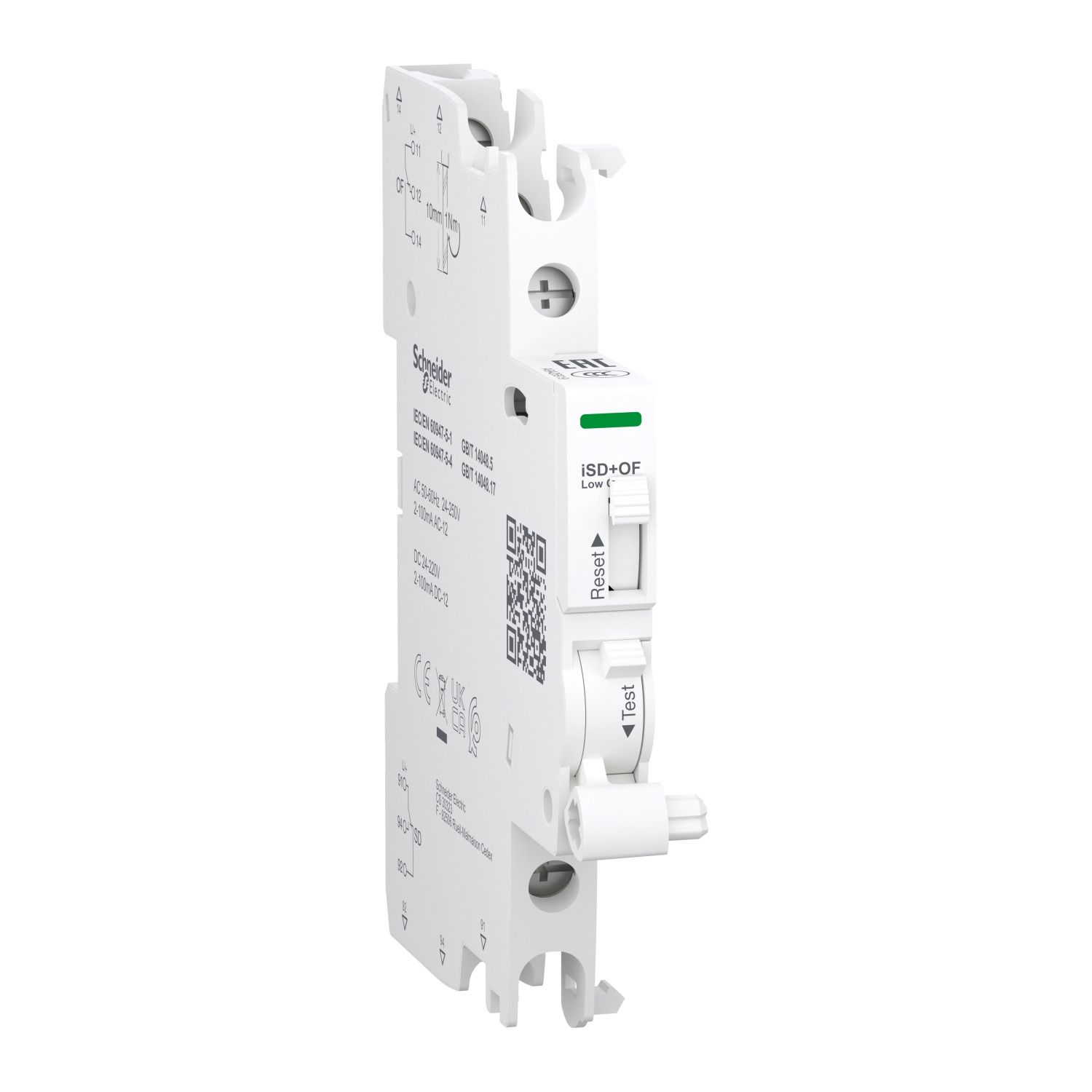 Schneider Electric Acti9 Signal & Alarm kontakt iOF 1OC 2mA til 100mA for iC60 RCBO, iC40, iCV40 skrueklemme top & bund, 24...230V AC & 24...220V DC