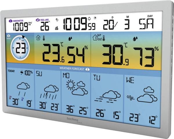 Technoline Wd 2500, Grau, Außen-Thermometer, Innen-Thermometer, Innen-Hygrometer, Außen-Hygrometer, Regenfall,..., Hygrometer, Barometer, Thermometer