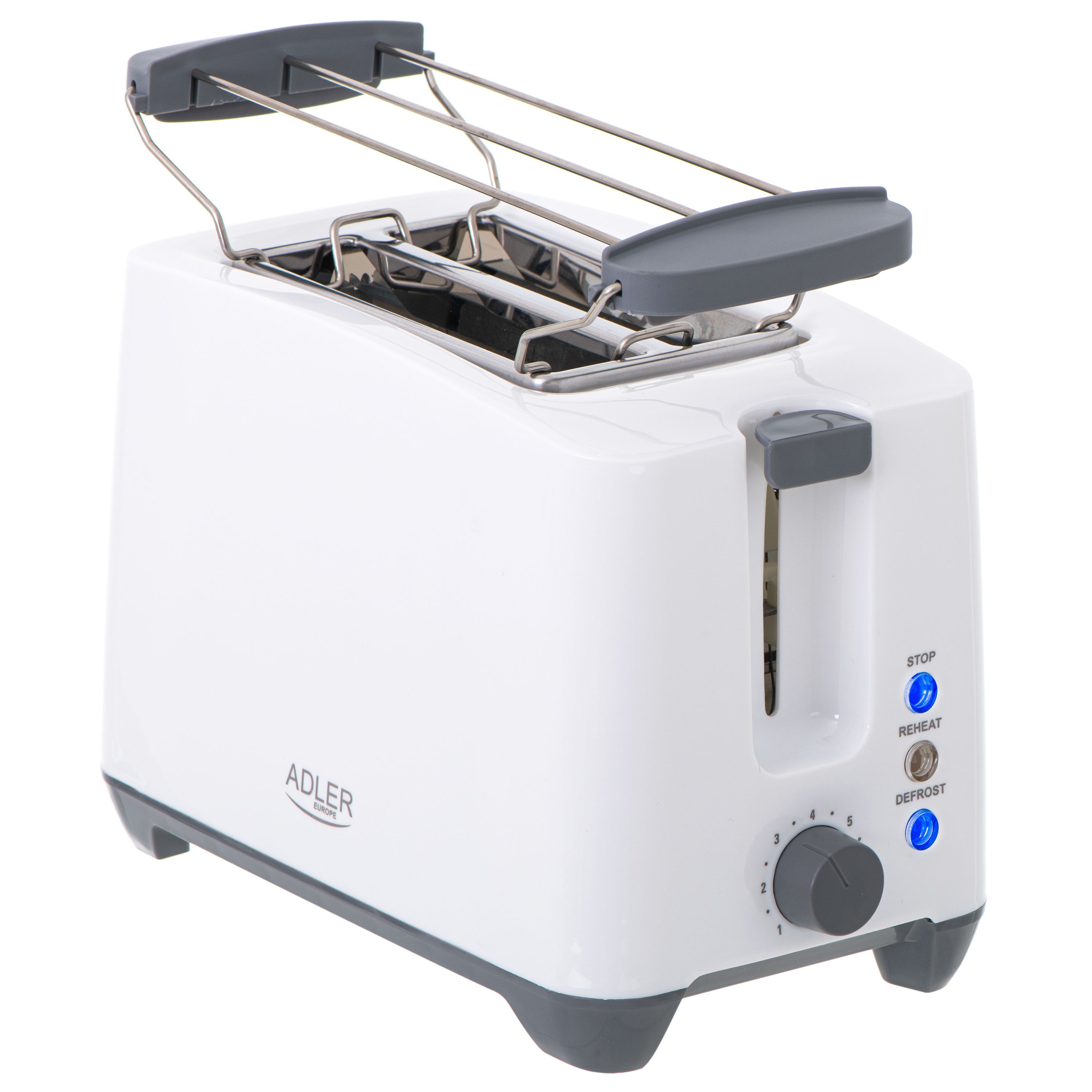 Adler AD 3216 Toaster, 750 W, 2 Scheiben, grau/weiß