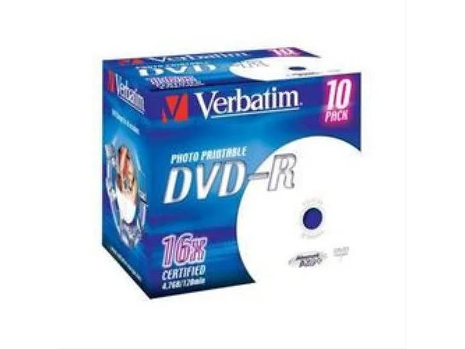 Verbatim 43521, DVD-R, Tulostettava, Kartonki, 10 kpl, 4,7 GB