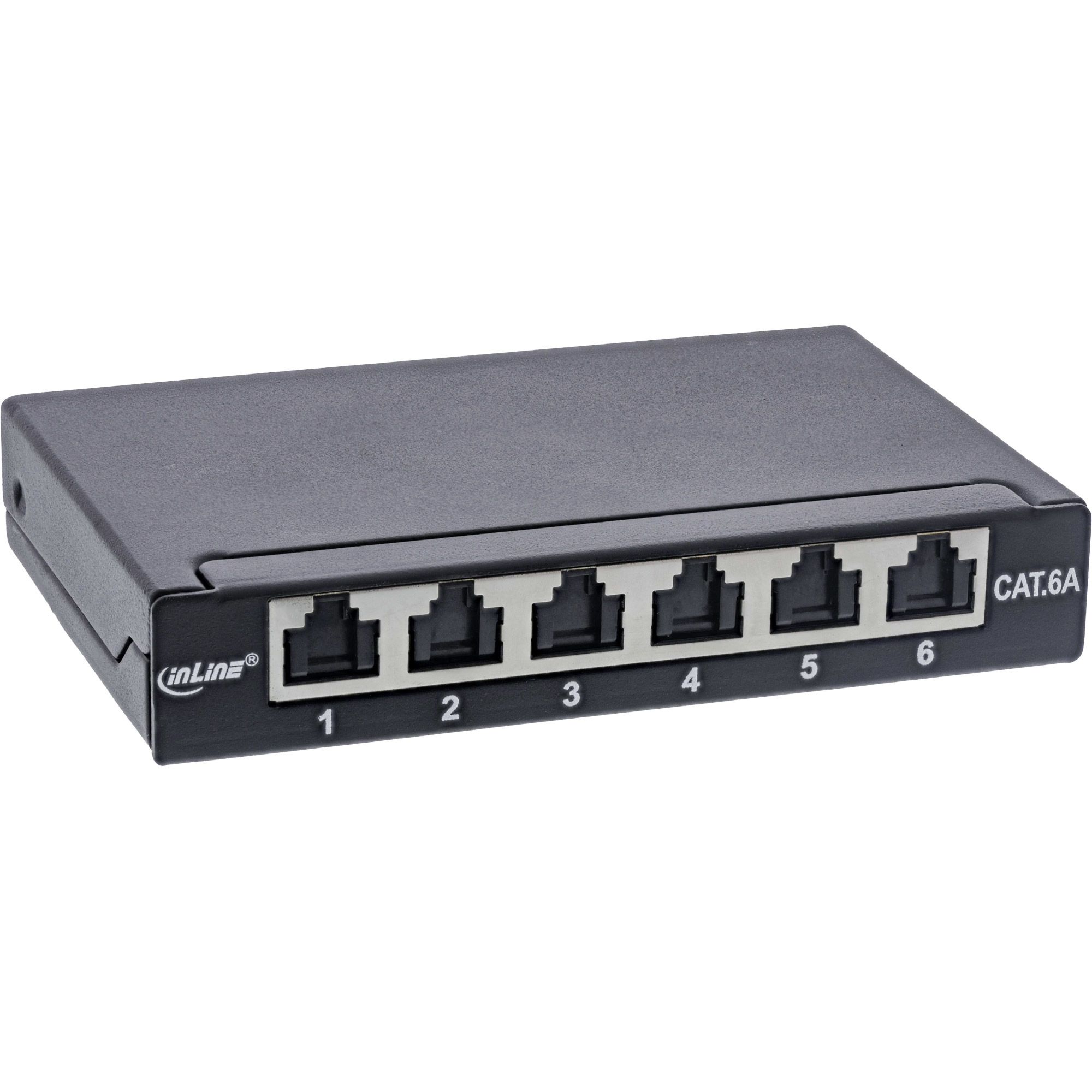 Inline 76816B Patchpanel Cat.6A 6-Port 0,5U, Schwarz
