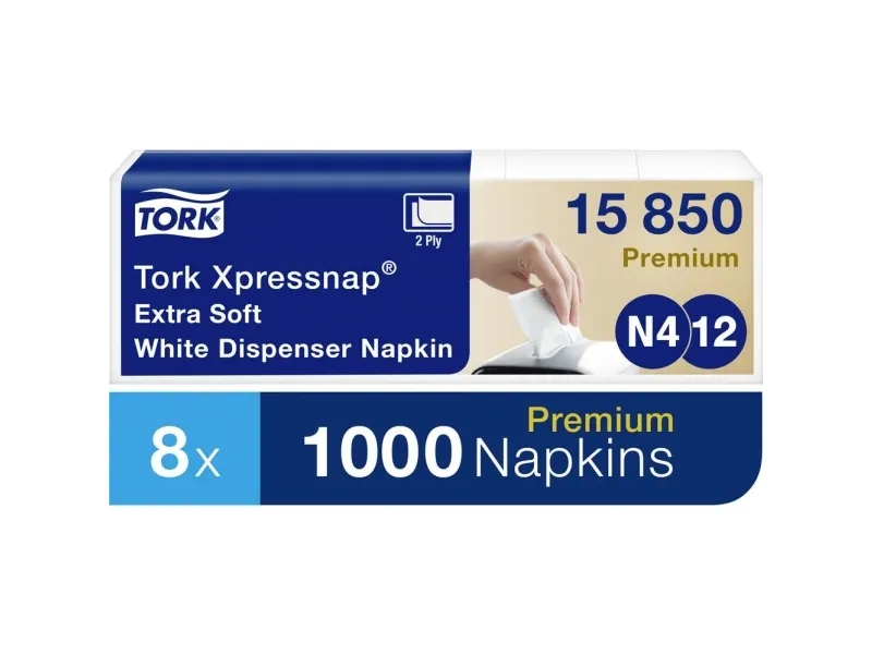 Serviet Tork N4 Xpressnap® Premium Interfold 2-lags - (1000 stk. x 8 pakker) | Rengöring - Avtorkning - Handduk & dispensrar | GameStuff