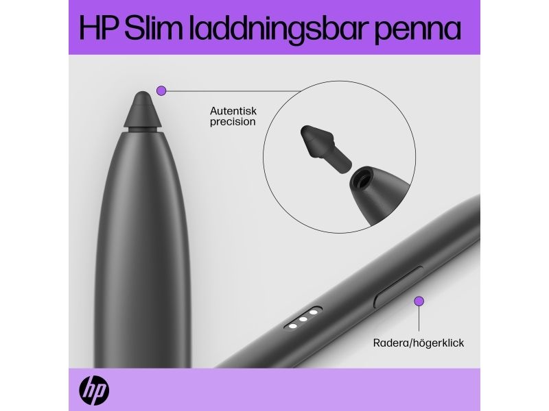 HP Slim - Aktiv skrivestift - 2 knapper - havnegrå - konvolut - for Pro x360 435 G9 Notebook, Fortis 11 G10 Notebook, Fortis 11 G9 Notebook