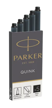 Parker Fyldepen Blæk Refill Patroner | Lang | Sort QUINK Blæk | 5 Stk