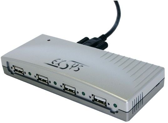 Exsys External 4 Port Usb 2.0 Hub, 480 Mbit/S, Sølv, Ce, Fc, Rohs, Win 98Se, Me, 2000, Server 2003, Xp, Vista Linux Mac Os, 150 G, Usb