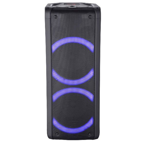 Reflexion PS09BT Bluetooth Partyhøjtaler - 500W, FM-radio, USB, AUX, MicroSD, EQ, LED-lys, 8t batteri - Sort
