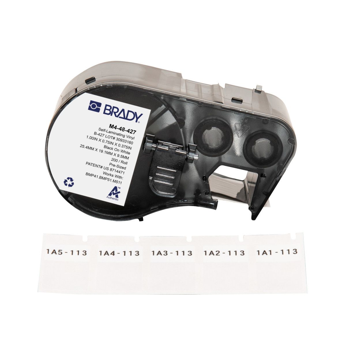 Brady M-48-427, Weiss Auf Transparent, Schwarz, Polyolefin, Bmp41, Bmp51, Bmp53