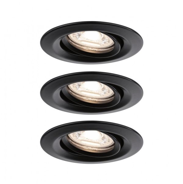 Paulmann Indbygningsarmatur Nova Plus Coin Led Mini Dim Drejelig 3X4w 310Lm 66Mm 2700K Ip23 230V Sort