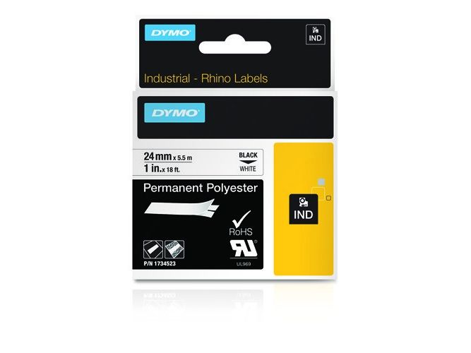 Dymo Rhino - Polyester - Hvid - Rulle (2,4 Cm X 5,5 M) 1 Kassette Permanent Tape - For Rhino 4200, 6000, 6000 Hard Case Kit