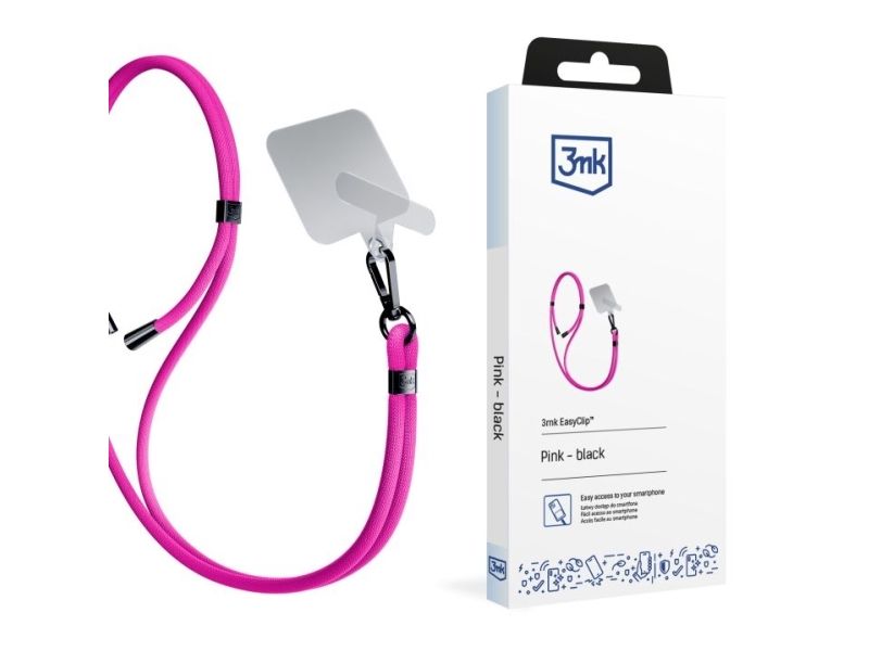 3MK EasyClip, Mobiltelefon, Nylon, Zink, Svart, Rosa, Upphängbar förpackning