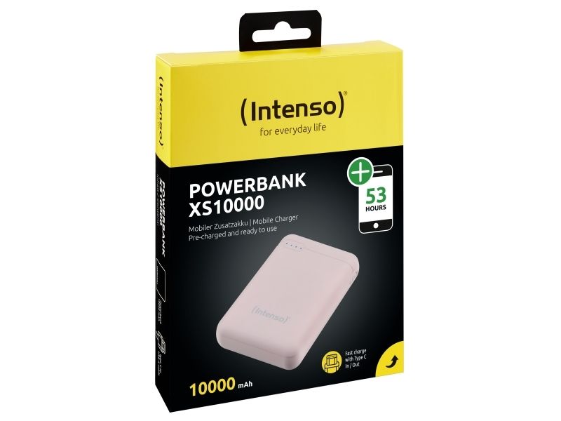 Intenso Xs10000 - Powerbank - 10000 Mah - 3.1 A - 2 Output-Stikforbindelser (Usb, 24 Pin Usb-C) - Pink