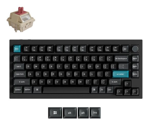 Keychron Q1 Ultra 8K, 75%, Kabel &Amp Trådløs, Usb + Rf Wireless + Bluetooth, Mekanisk, Rgb Led, Sort