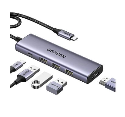 Ugreen Cm511 Usb-C Hub, Hdmi 4K 60Hz, 3X Usb 3.0 5Gbps, Pd 100W (Silber)