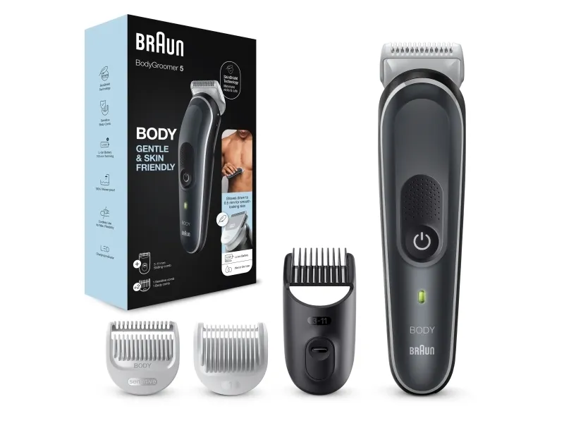 Braun BodyGroomer BG5340, Våt och torr, AC/Batteri, Svart, Silver | Hårvård - Skägg- / Hårtrimmer - Rakapparater | GameStuff
