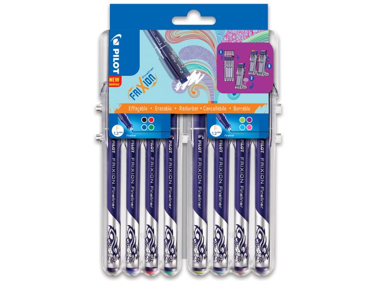 Pilot Frixion Fineliner - Set2Go - med 8 stk. ass. farver