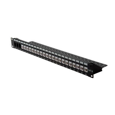 Roline Cat.6 19"-Keystone Patch Panel, Black, Sort, Krone Lsaplus