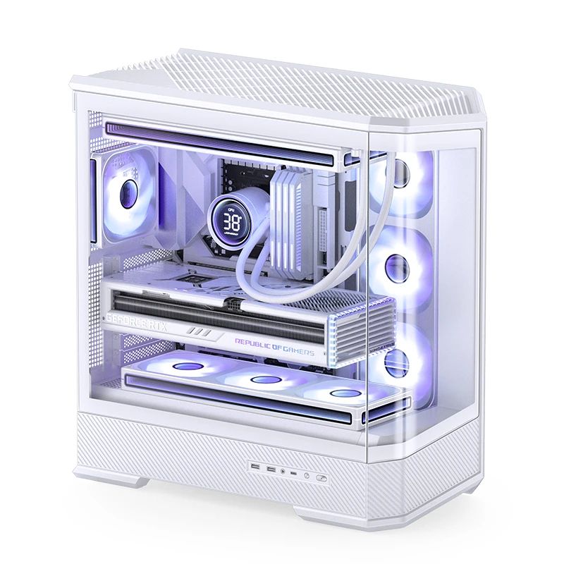 Jonsbo D400, Midi Tower, Pc, Hvid, Mini-Itx, Micro Atx, Atx, Stål, Acrylonitrilbutadienstyren, Glas, Spil