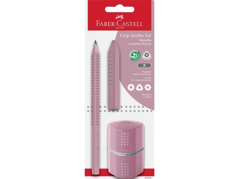 FABER-CASTELL blyant Jumbo GRIP sæt, rosa, blisterkort indeholder: 1 x blyant Jumbo GRIP hårdhedsgrad B - 1 stk (580082)