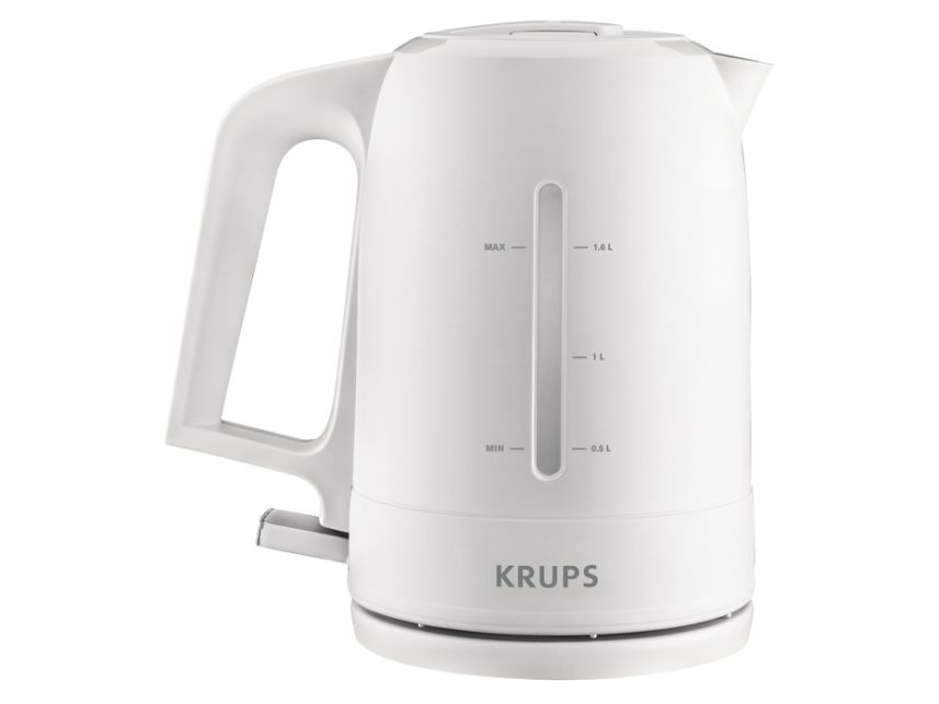 Krups Wasserkocher Proaroma Weiß, 1,6 L, 2200 W, Weiß, Edelstahl, Wasserstandsanzeige, Filterung