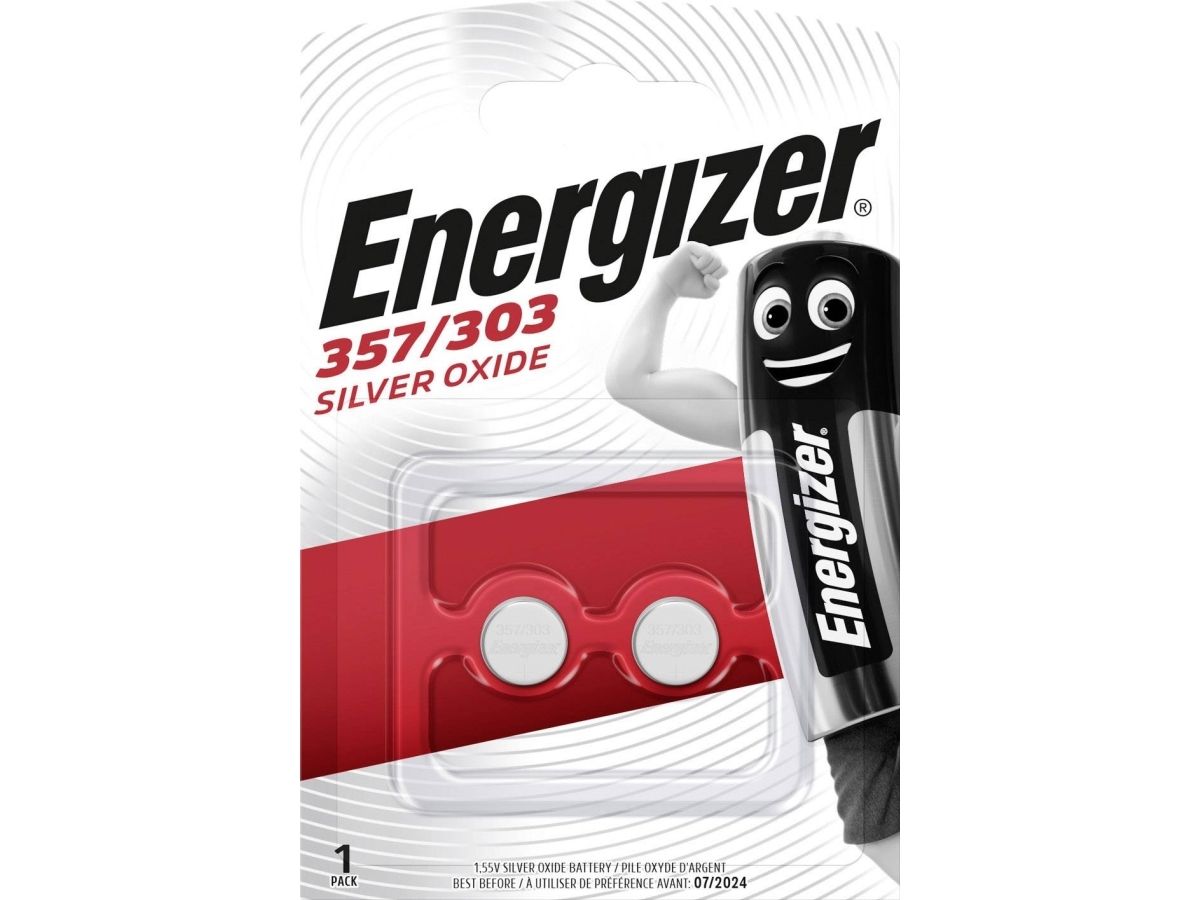 Urbatterier, Energizer® 357/303, sølvoxid, 1,55 V, pakke med 2 stk