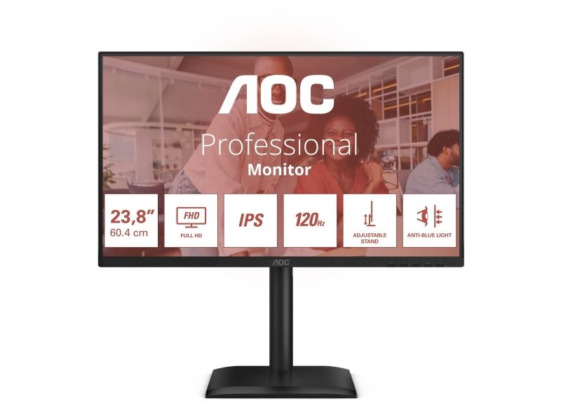 Aoc 24E4u, 60,5 Cm (23.8"), 1920 X 1080 Pixel, Full Hd, Led, 4 Ms, Schwarz