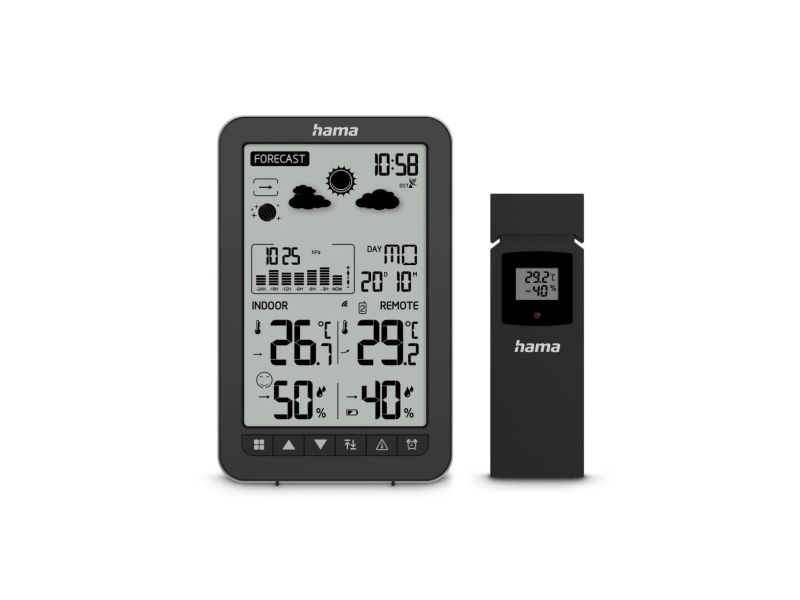 Hama Ko Samui, Sort, Indendørs Barometer, Indendørs Hygrometer, Indendørs Termometer, Udendørs Hygrometer,..., Barometer, Hygrometer, Termometer, Bar