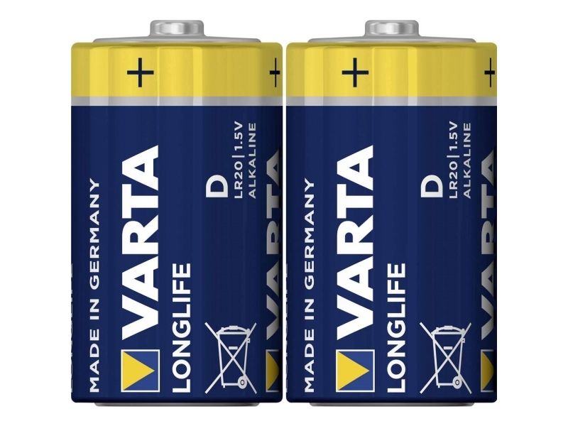 Varta 04120, Lr20, Alkali, 1,5 V, 2 Stück(E), Weiß, Gelb, 61,5 Mm