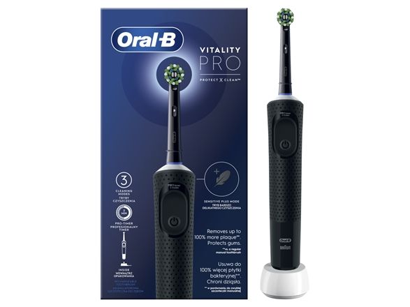 Oral-B Vitality Pro, Voksen, Roterende, Pulserende Tandbørste, Daglig Pleje, Sensitiv, Super Sensitive, Sort, 2 Min, Batteri