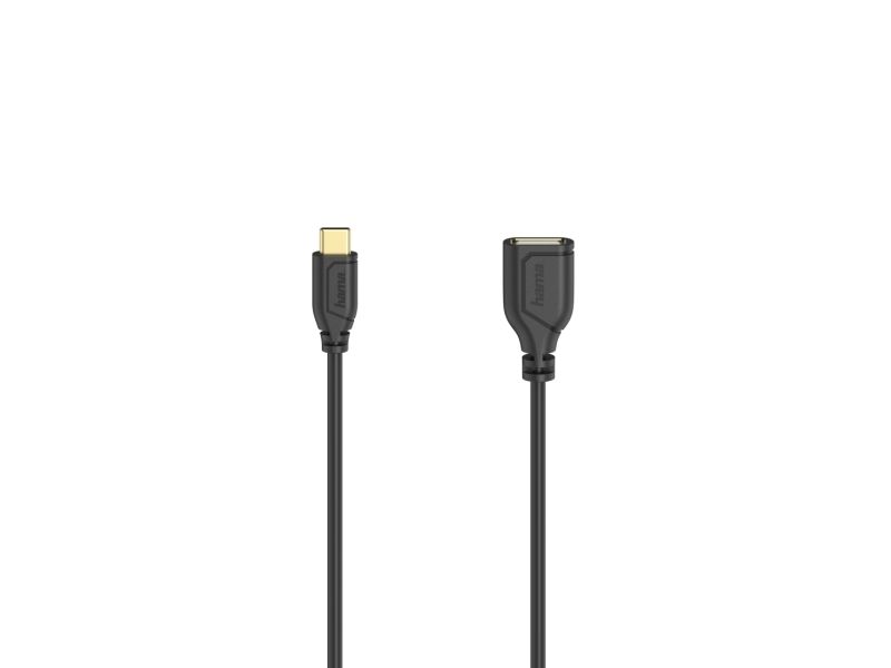 Hama Usb-C-Otg-Kabel Flexi-Slim, Usb 2.0, 480 Mbit/S, Schwarz, 0,15 M (00200638)